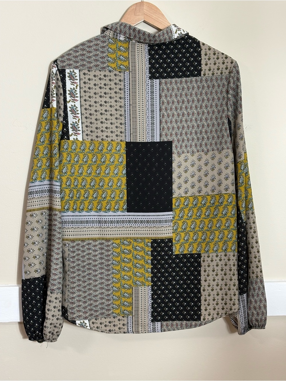 Bucketlist Patchwork Paisley Boho Button Down Blouse Mustard L - Picture 6 of 9